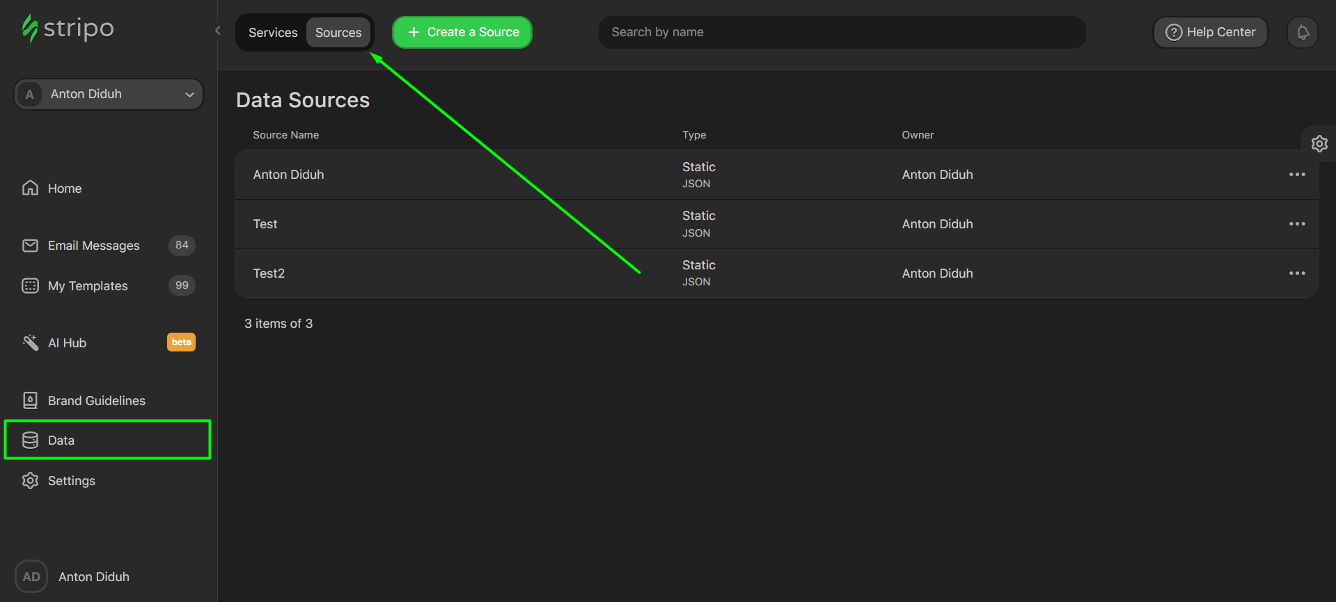 Where to create data source