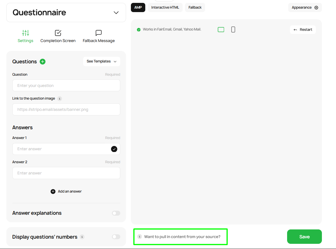 Where to paste data source link