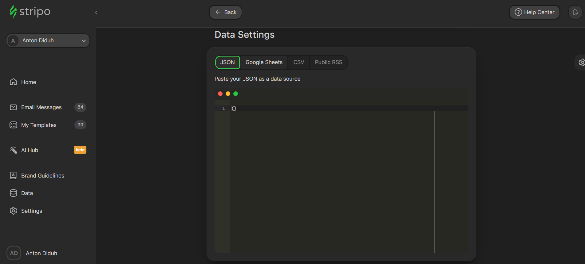 Where to paste game JSON