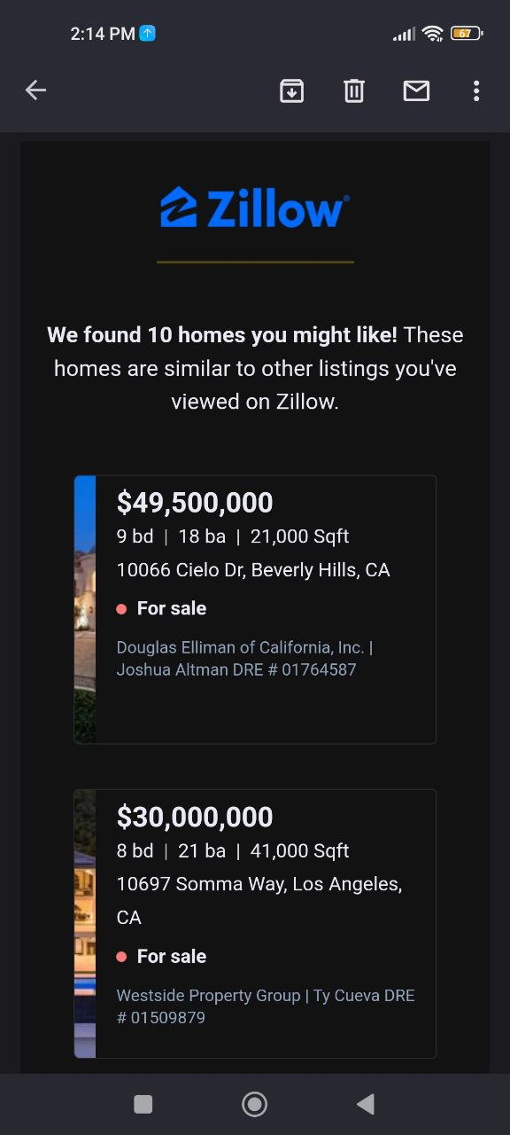 Zillow email flawed rendering