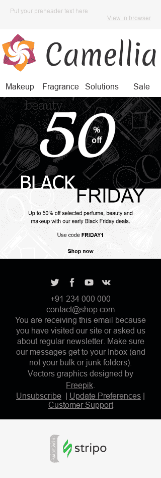 Black Friday Email Template "Magnificent Offer" for Beauty & Personal Care industry mobile view