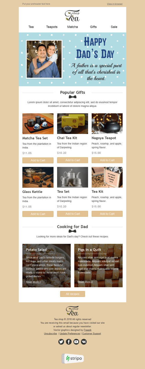 Father’s Day Email Template "Useful Gift" for Beverages industry desktop view