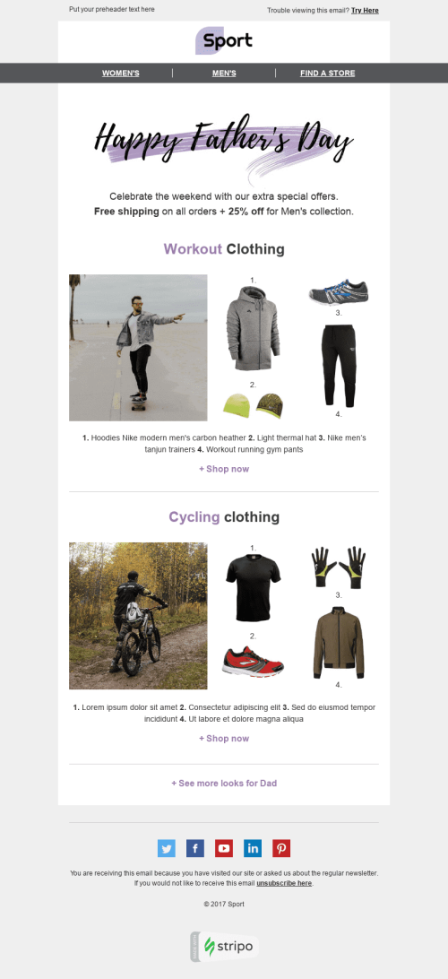 Father’s Day Email Template "Strong Dad" for Sports industry mobile view