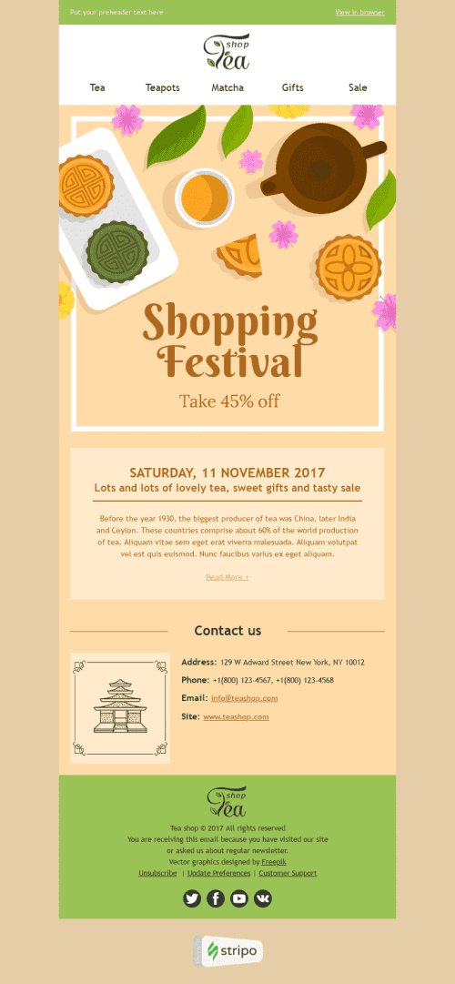 Global Shopping Festival Email Template "Tasty Sale" for Beverages industry desktop view