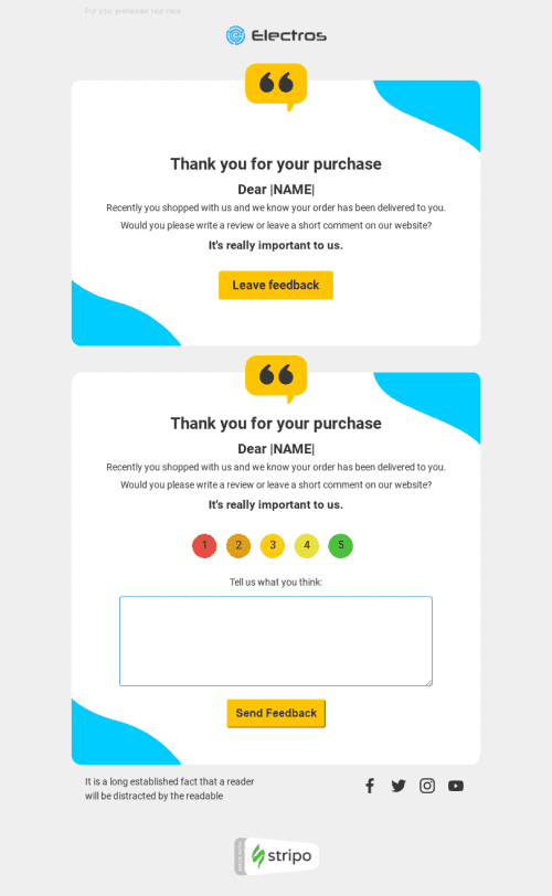Modelo de E-mail de «Obrigado por sua compra» de Follow-up para a indústria de Gadgets Visualização de desktop