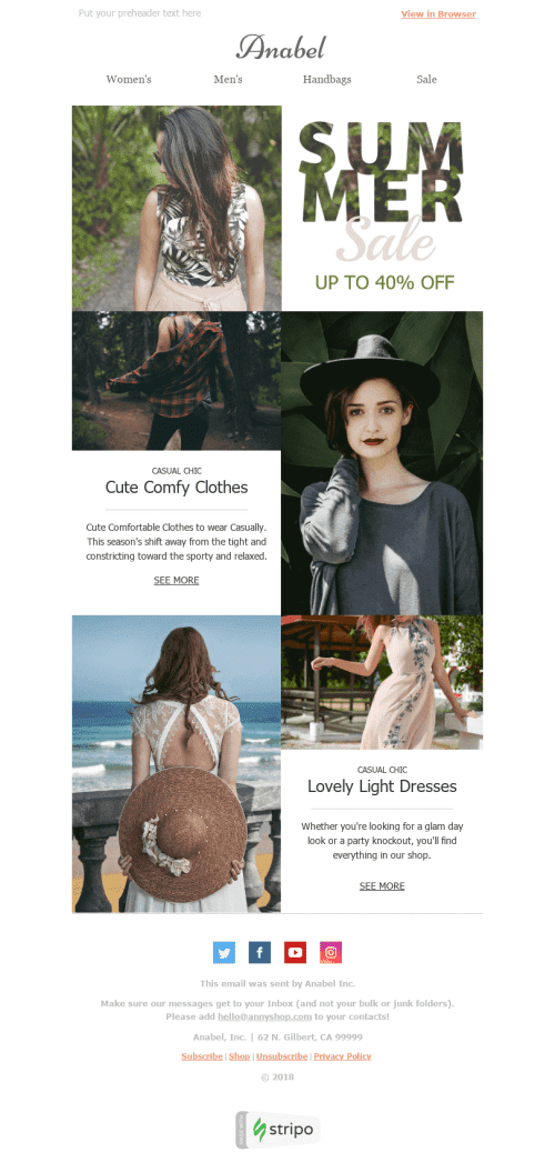 Plantilla de correo electrónico "Casual chic" de Descuento para la industria de Moda mobile view