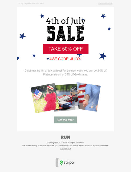Independence Day Email Template "Deep Discount" for Software & Technology industry desktop view