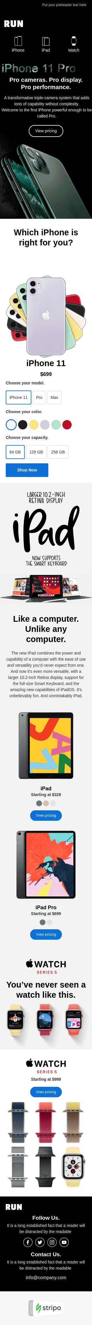 Промо шаблон письма «Презентация Apple» для индустрии «Гаджеты» мобильный вид