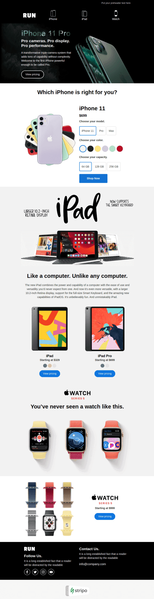 Modèle de courrier électronique Promo «Présentation Apple» pour le secteur Gadgets Affichage ordinateur