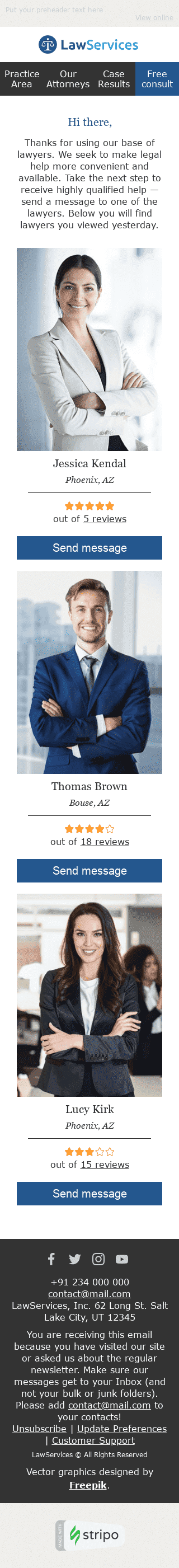 Thank You Email Template "Quality Assistance" for Legal industry mobile view