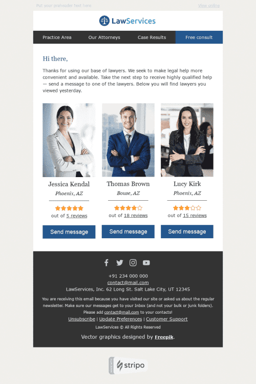 Thank You Email Template "Quality Assistance" for Legal industry desktop view