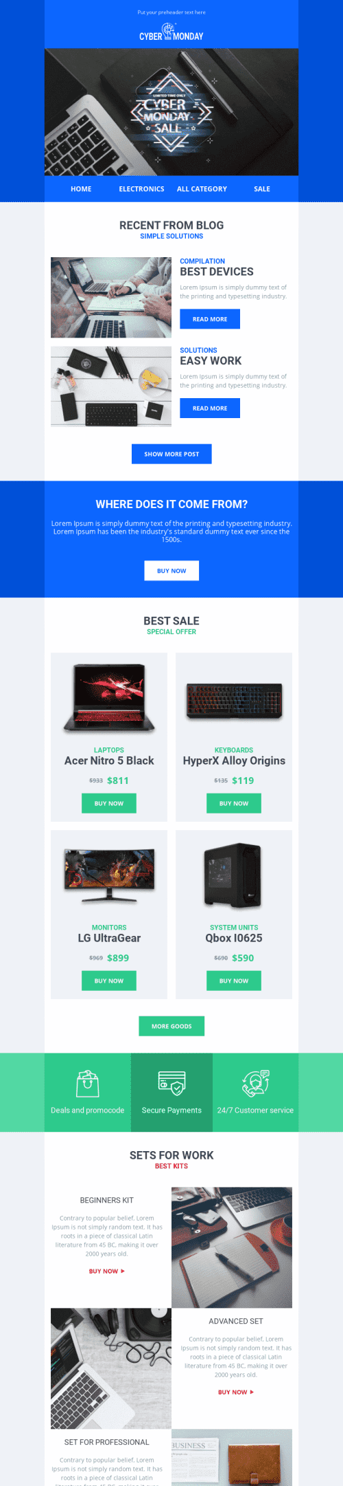 Promo Email Template «Gizmos» for Gadgets industry desktop view
