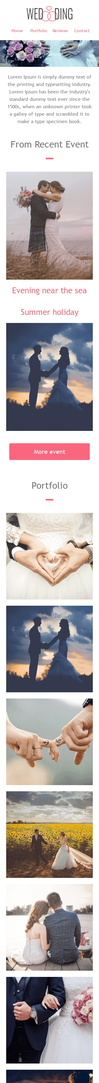 Promo Email Template «White Wedding» for Fashion industry mobile view