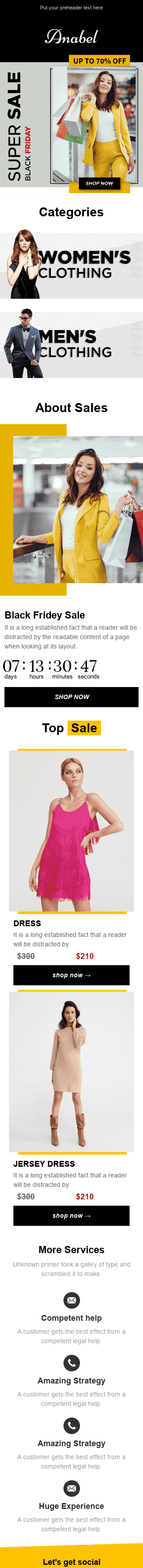 Promo Email Template «Hot prices» for Fashion industry mobile view