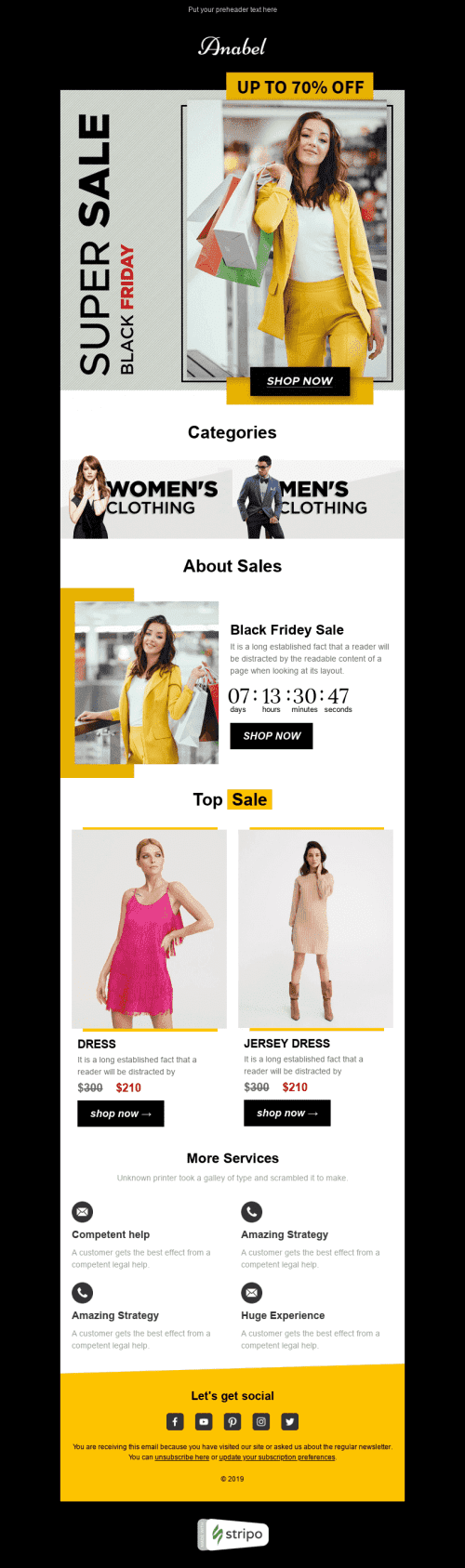 Promo Email Template «Hot prices» for Fashion industry desktop view