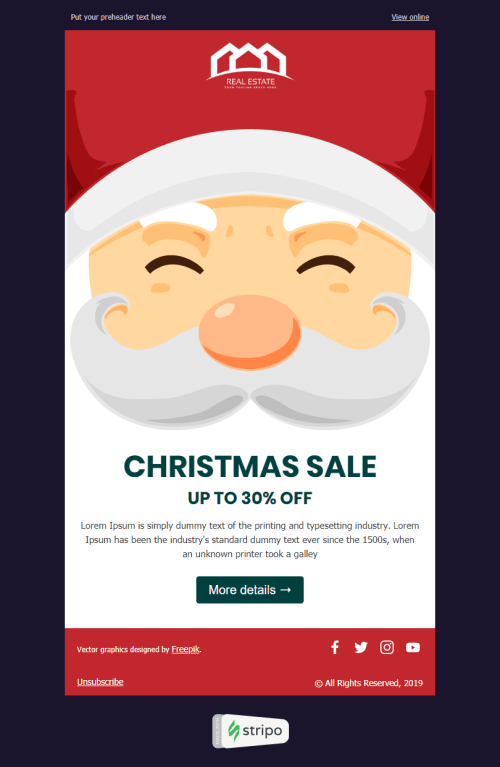 Сhristmas Email Template «Cozy Сhristmas» for Real Estate industry mobile view