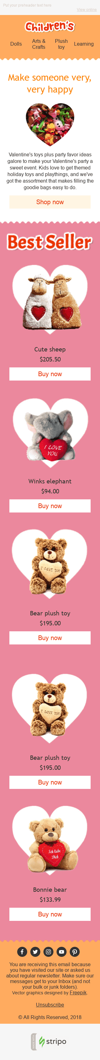 Valentine’s Day Email Template "Soft Gift" for Kids Goods industry mobile view