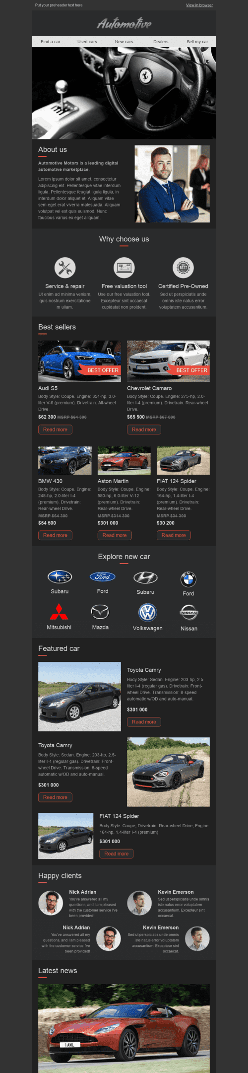 Promo Email Template "Online Shop" for Auto & Moto industry desktop view