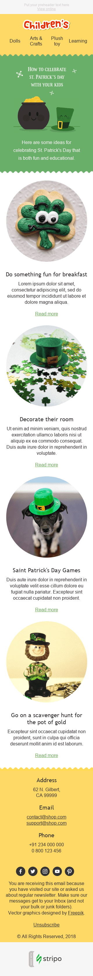 St. Patrick’s Day Email Template "Fun Ideas" for Kids Goods industry mobile view