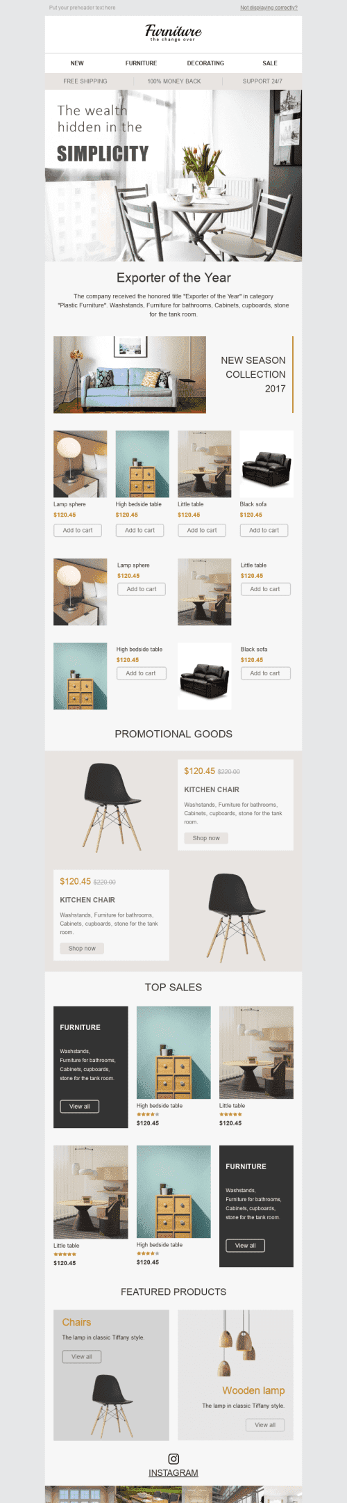 Promo Email Template "Cozy Apartment" for Furniture, Interior & DIY industry desktop view