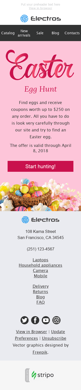 Easter Email Template "Hunt for Discounts" for Gadgets industry mobile view