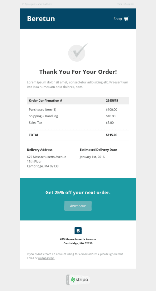 24 Order Email Templates 📭 Free Order HTML Email Template — Stripo