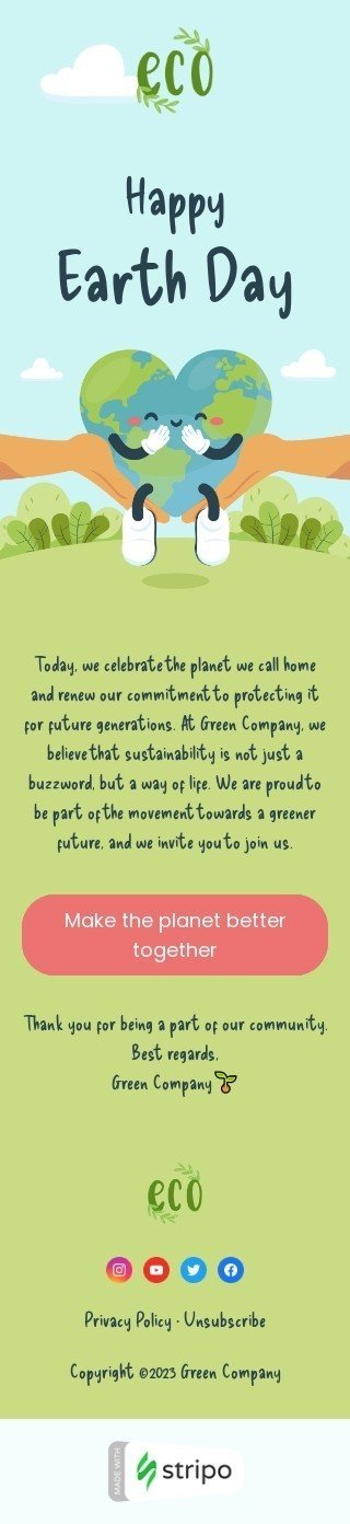 Шаблон письма к празднику День Земли «Экологически чистое будущее» для индустрии «Бизнес» мобильный вид