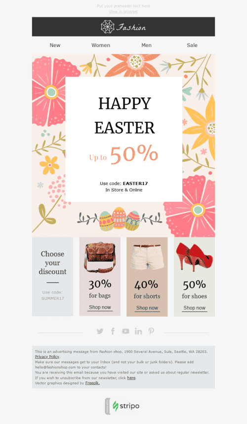 Plantilla de correo electrónico "Primavera fresca" de Nueva colección para la industria de Moda mobile view