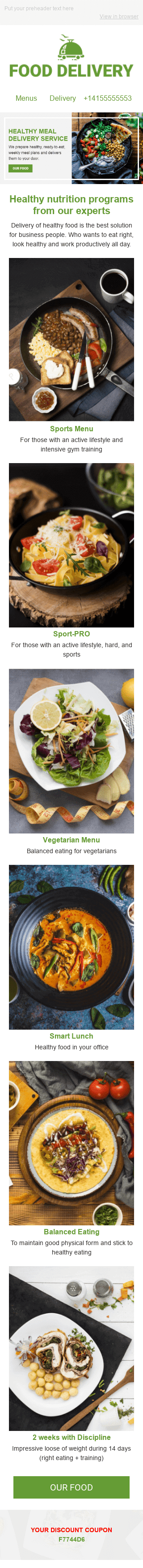 Plantilla de correo electrónico «Comer en casa» de Promoción para la industria de Gastronomía Vista de móvil