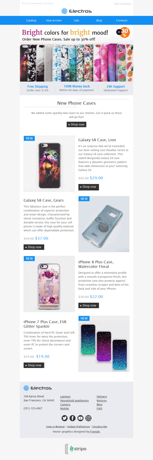 Discount Email Template "Sparkly Mood" for Gadgets industry desktop view