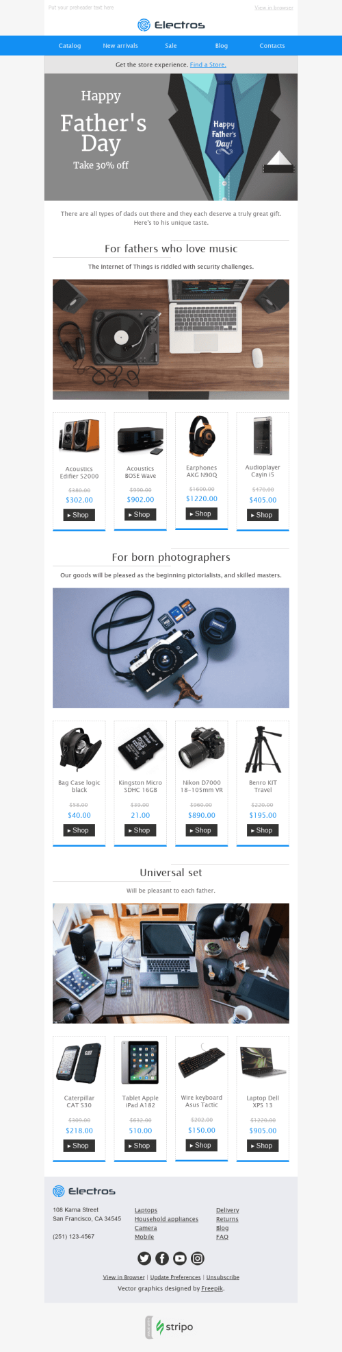 Father’s Day Email Template "Ideal Gift" for Gadgets industry mobile view