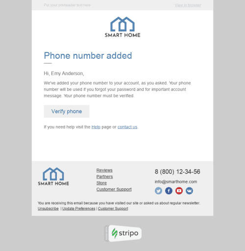 Modèle de courrier électronique Confirmation "Sécurité nécessaire" pour le secteur Mobiliers, Intérieur & DIY mobile view