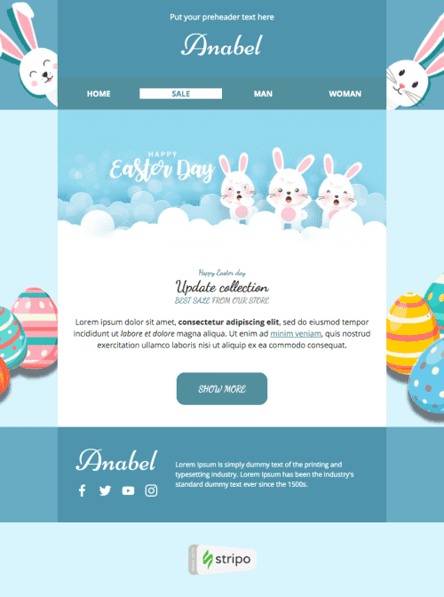 Easter Email Template «New Product» for Fashion industry desktop view
