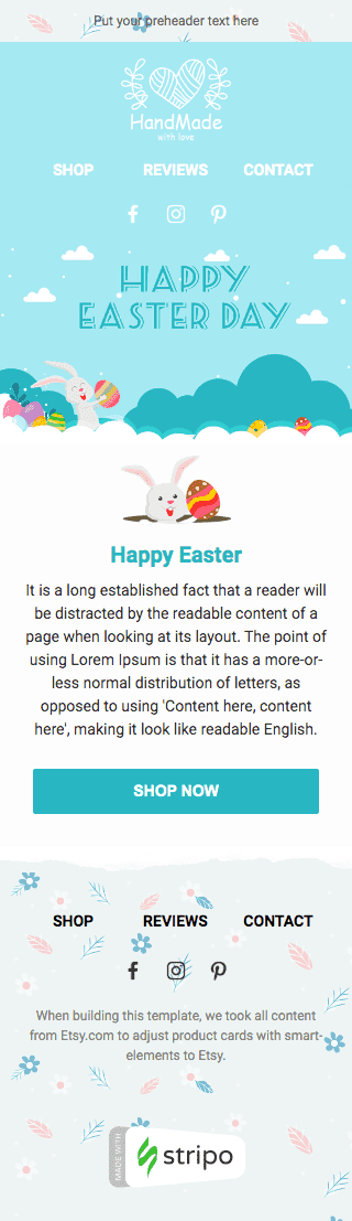 Easter Email Template «Easter Bunny» for Ecommerce industry mobile view