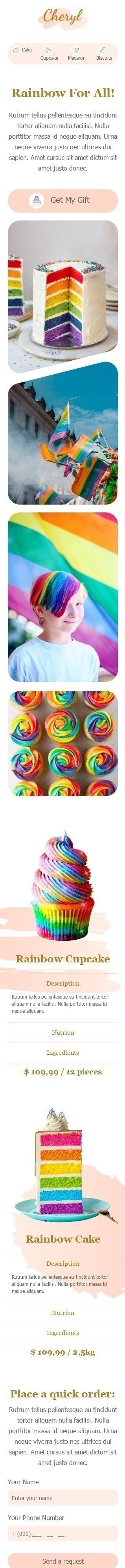 Monat der LGBT-Geschichte E-Mail-Vorlage «Regenbogen für alle» für Essen-Branche Ansicht auf Mobilgeräten