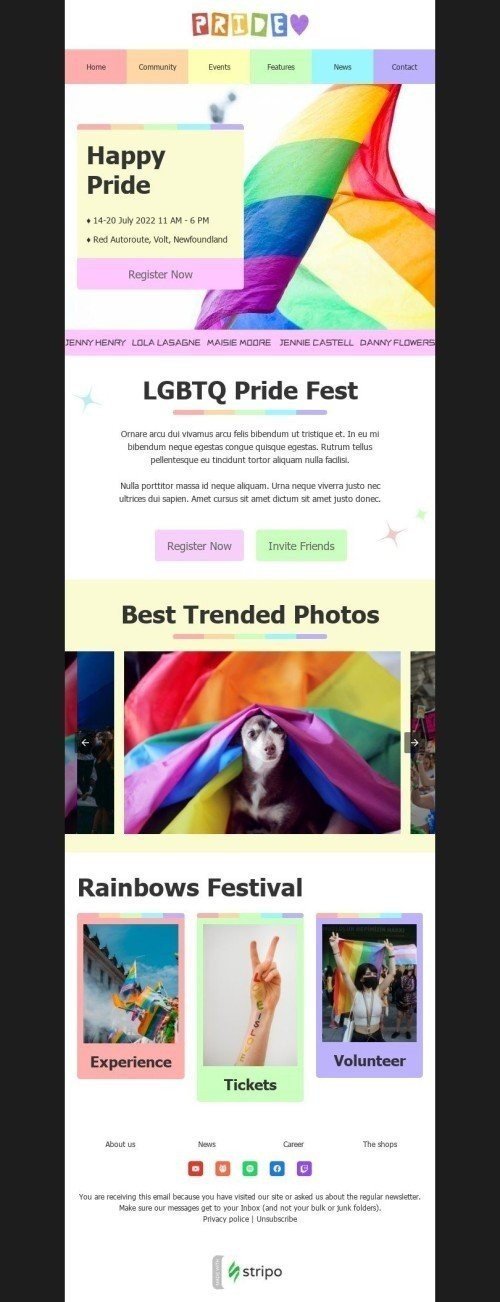 Modello Email Mese della storia LGBT «Felice orgoglio» per il settore industriale di Eventi Visualizzazione mobile