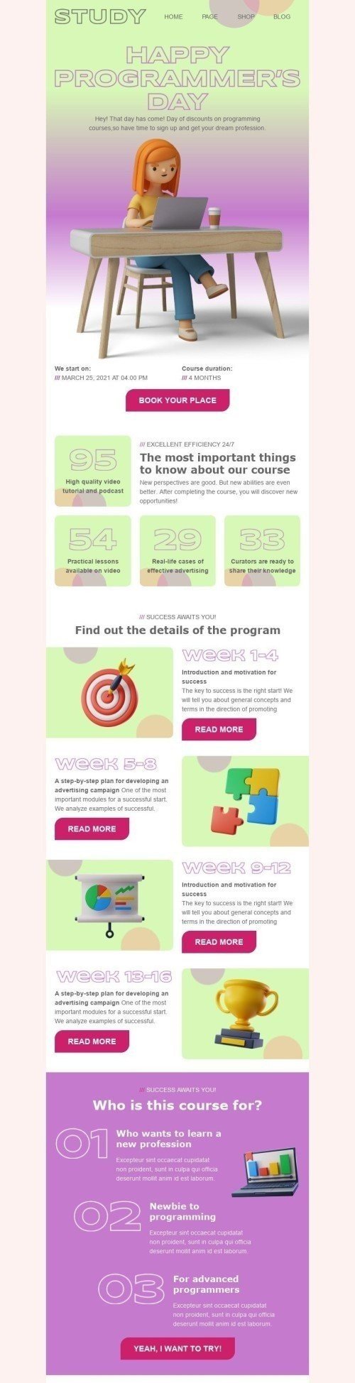 International Programmers' Day Email Template «Learn from the best» for Education industry mobile view