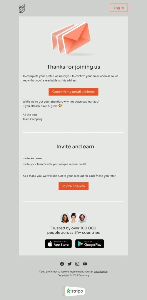 SaaS email template "Thanks for joining us" for business industry mobile view