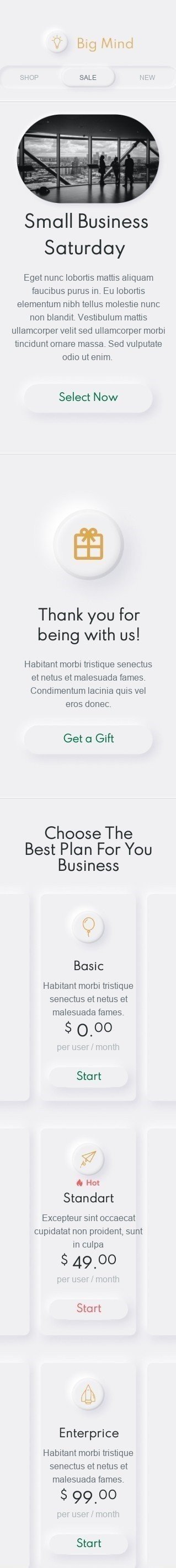 Small Business Saturday Email Template "Neomorphism" for Business industry mobile view