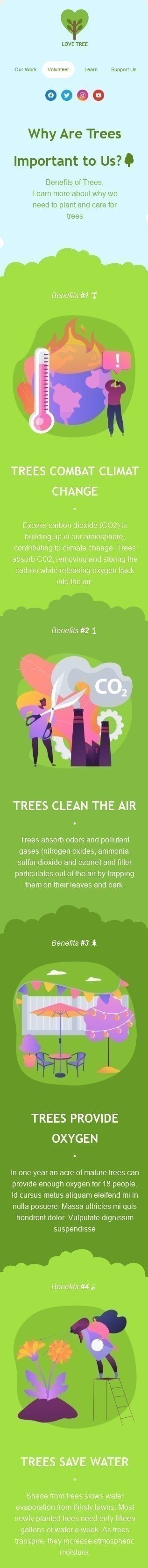 Plantilla de correo electrónico «Árboles importantes para nosotros» de Día Mundial del Medio Ambiente para la industria de Recaudación de fondos Vista de móvil