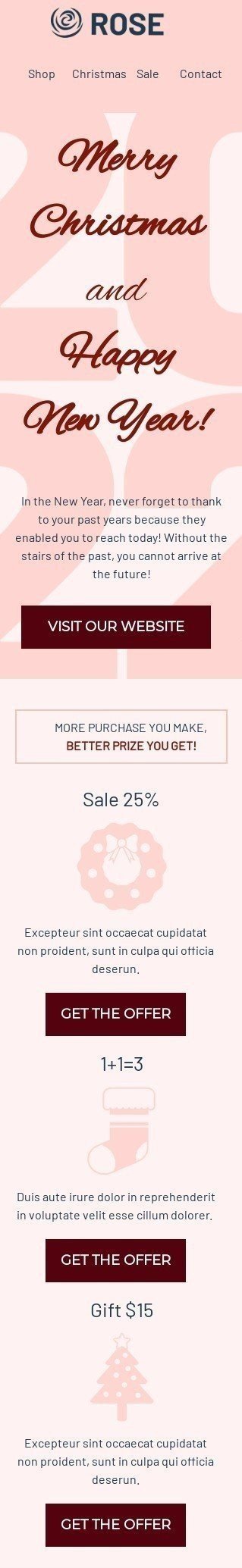 Christmas Email Template "Make more purchases" for Fashion industry mobile view