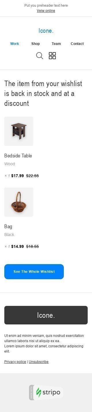 Product Update Email Template "Forgotten Find" for Furniture, Interior & DIY industry mobile view