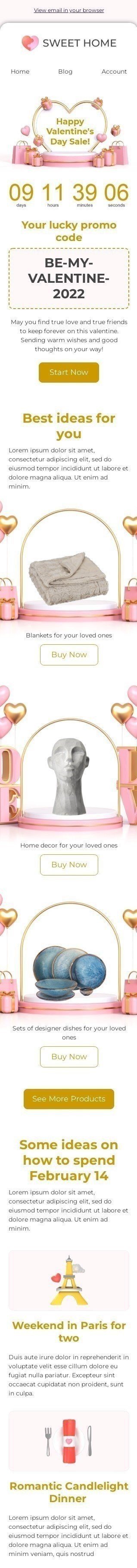 Modelo de E-mail de «Seja meu namorado» de Dia dos Namorados para a indústria de Móveis, Decoração e DIY Visualização de dispositivo móvel
