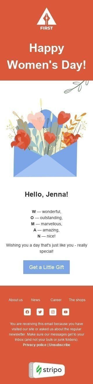 Women's Day Email Template "Really special" for Software & Technology industry mobile view