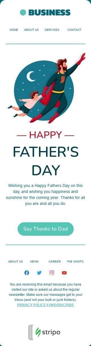 Plantilla de correo electrónico «Decir gracias a papá» de Día del Padre para la industria de Negocios Vista de móvil
