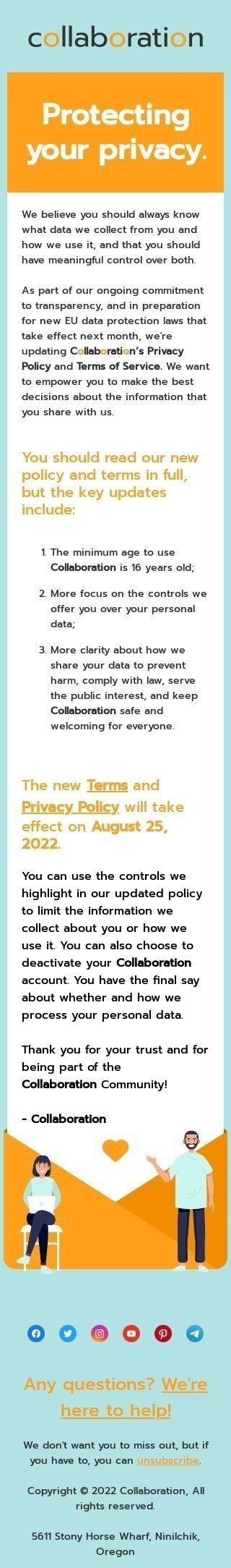 Terms of Service Email Template "Protecting your privacy" for Webinars industry mobile view