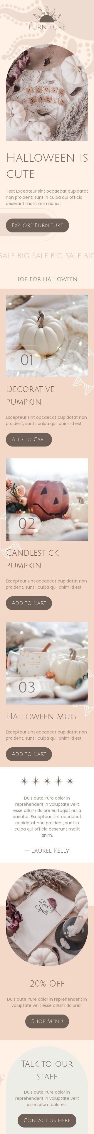 Halloween Email Template "Halloween is cute" for Furniture, Interior & DIY industry mobile view