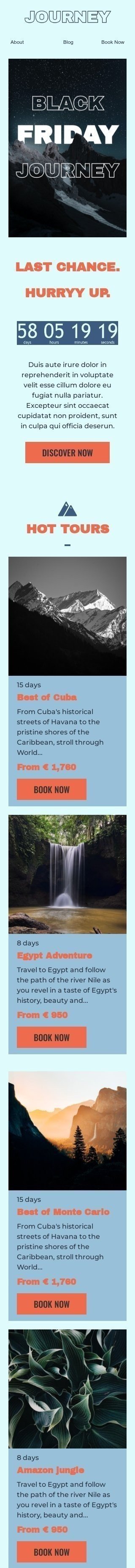 Black Friday Email Template "Black Friday journey" for Travel industry mobile view