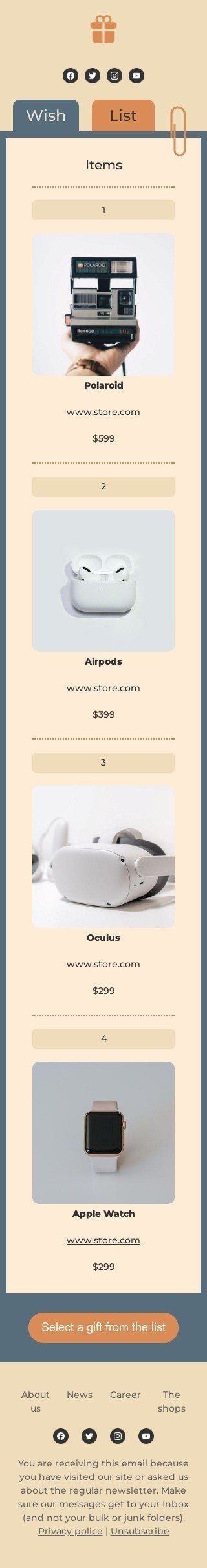 Promo email template «Wish list of gadgets» for gadgets industry mobile view