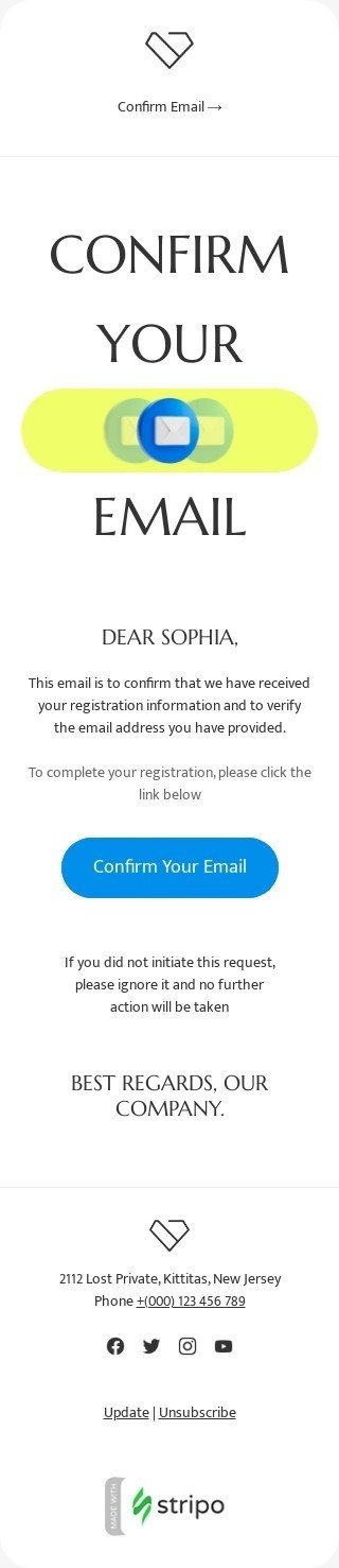 SaaS email template "Complete your registration" for business industry mobile view